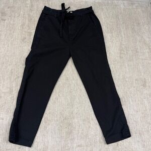Sundry Black Tie Waist Tapered Trousers High Rise Cotton Blend Pants Size 26